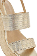 Women's Gold Ankle Buckle Chunky Heel Metallic Sandals | Derimod Women's Gold Ankle Buckle Chunky Heel Metallic Sandals | Derimod