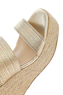 Women's Gold Ankle Buckle Chunky Heel Metallic Sandals | Derimod Women's Gold Ankle Buckle Chunky Heel Metallic Sandals | Derimod