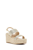 Women's Gold Ankle Buckle Chunky Heel Metallic Sandals | Derimod Women's Gold Ankle Buckle Chunky Heel Metallic Sandals | Derimod