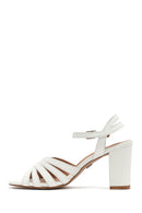 Women's White Ankle Strap Chunky Heel Sandals | Derimod Women's White Ankle Strap Chunky Heel Sandals | Derimod