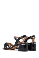 Women's Black Ankle Buckle Thick Patent Leather Heeled Sandals | Derimod Women's Black Ankle Buckle Thick Patent Leather Heeled Sandals | Derimod