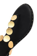 Women's Black Metal Detailed Flip-Flop Sandals | Derimod Women's Black Metal Detailed Flip-Flop Sandals | Derimod