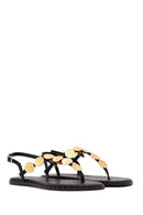 Women's Black Metal Detailed Flip-Flop Sandals | Derimod Women's Black Metal Detailed Flip-Flop Sandals | Derimod
