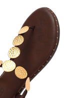 Women's Brown Metal Detailed Flip-Flop Sandals | Derimod Women's Brown Metal Detailed Flip-Flop Sandals | Derimod