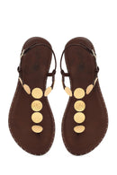Women's Brown Metal Detailed Flip-Flop Sandals | Derimod Women's Brown Metal Detailed Flip-Flop Sandals | Derimod