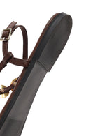 Women's Brown Metal Detailed Flip-Flop Sandals | Derimod Women's Brown Metal Detailed Flip-Flop Sandals | Derimod