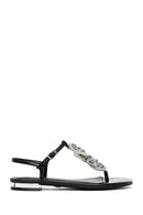Women's Black Stone Flip Flops Sandals | Derimod Women's Black Stone Flip Flops Sandals | Derimod