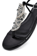 Women's Black Stone Flip Flops Sandals | Derimod Women's Black Stone Flip Flops Sandals | Derimod