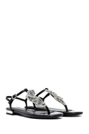 Women's Black Stone Flip Flops Sandals | Derimod Women's Black Stone Flip Flops Sandals | Derimod