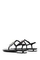 Women's Black Stone Flip Flops Sandals | Derimod Women's Black Stone Flip Flops Sandals | Derimod