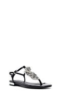 Women's Black Stone Flip Flops Sandals | Derimod Women's Black Stone Flip Flops Sandals | Derimod