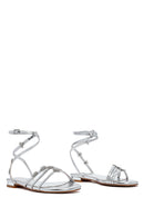 Women's Silver Anklet Buckle Stone Sandals | Derimod Women's Silver Anklet Buckle Stone Sandals | Derimod