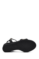 Women's Black Ankle Buckle Braided Wedge Heel Espadrille Sandals | Derimod Women's Black Ankle Buckle Braided Wedge Heel Espadrille Sandals | Derimod