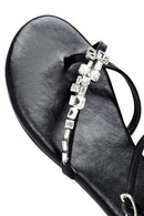Women's Black Stone Flip Flops Sandals | Derimod Women's Black Stone Flip Flops Sandals | Derimod