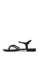 Women's Black Stone Flip Flops Sandals | Derimod Women's Black Stone Flip Flops Sandals | Derimod