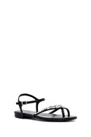 Women's Black Stone Flip Flops Sandals | Derimod Women's Black Stone Flip Flops Sandals | Derimod