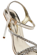 Women's Gold Ankle Buckle High Thin Heel Sandals | Derimod Women's Gold Ankle Buckle High Thin Heel Sandals | Derimod