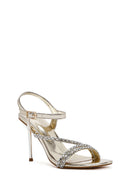 Women's Gold Ankle Buckle High Thin Heel Sandals | Derimod Women's Gold Ankle Buckle High Thin Heel Sandals | Derimod