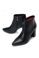 Woman Black Zippered Heels Leather Boat | Derimod Woman Black Zippered Heels Leather Boat | Derimod