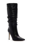 Women's Black High Thin Heel Leather Boot | Derimod Women's Black High Thin Heel Leather Boot | Derimod