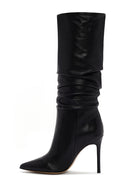 Women's Black High Thin Heel Leather Boot | Derimod Women's Black High Thin Heel Leather Boot | Derimod
