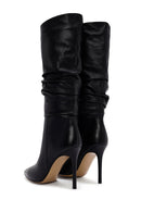 Women's Black High Thin Heel Leather Boot | Derimod Women's Black High Thin Heel Leather Boot | Derimod