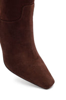 Woman Brown Zippered Stiletto Heel Suede Leather Boat | Derimod Woman Brown Zippered Stiletto Heel Suede Leather Boat | Derimod