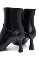 Woman Black Zippered Heels Leather Boat | Derimod Woman Black Zippered Heels Leather Boat | Derimod