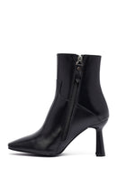 Woman Black Zippered Heels Leather Boat | Derimod Woman Black Zippered Heels Leather Boat | Derimod
