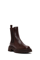 Women's Brown Thick-Soled Leather Chelsea Boot | Derimod Women's Brown Thick-Soled Leather Chelsea Boot | Derimod