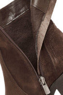 Woman Brown Zippered Suede Leather Boat | Derimod Woman Brown Zippered Suede Leather Boat | Derimod