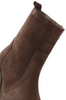 Woman Brown Zippered Suede Leather Boat | Derimod Woman Brown Zippered Suede Leather Boat | Derimod