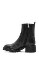 Woman Black Zippered Leather Boat | Derimod Woman Black Zippered Leather Boat | Derimod