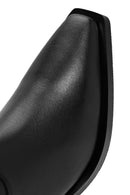 Woman Black Chunky Heels Leather Cowboy Boots | Derimod Woman Black Chunky Heels Leather Cowboy Boots | Derimod