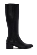 Woman Black Zippered Chunky Heels Leather Boot | Derimod Woman Black Zippered Chunky Heels Leather Boot | Derimod