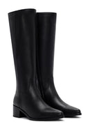 Woman Black Zippered Chunky Heels Leather Boot | Derimod Woman Black Zippered Chunky Heels Leather Boot | Derimod