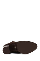 Women's Brown Zippered Thick Heeled Suede Leather Boot | Derimod Women's Brown Zippered Thick Heeled Suede Leather Boot | Derimod