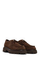 Women's Brown Lace-Up Thick-Soled Suede Leather Masculine Shoe | Derimod Women's Brown Lace-Up Thick-Soled Suede Leather Masculine Shoe | Derimod