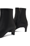 Women's Black Zippered Thick Heeled Leather Boot | Derimod Women's Black Zippered Thick Heeled Leather Boot | Derimod