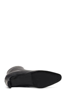 Women's Black Zippered Thick Heeled Leather Boot | Derimod Women's Black Zippered Thick Heeled Leather Boot | Derimod