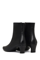 Women's Black Zippered Thick Heeled Leather Boot | Derimod Women's Black Zippered Thick Heeled Leather Boot | Derimod