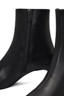 Women's Black Zippered Thick Heeled Leather Boot | Derimod Women's Black Zippered Thick Heeled Leather Boot | Derimod