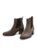 Woman Suede with Mink Heels Leather Cowboy Boots | Derimod Woman Suede with Mink Heels Leather Cowboy Boots | Derimod