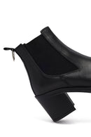 Woman Black Chunky Heels Leather Cowboy Boots | Derimod Woman Black Chunky Heels Leather Cowboy Boots | Derimod
