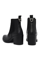 Woman Black Chunky Heels Leather Cowboy Boots | Derimod Woman Black Chunky Heels Leather Cowboy Boots | Derimod