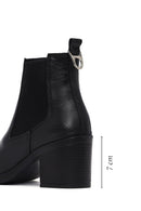 Woman Black Chunky Heels Leather Cowboy Boots | Derimod Woman Black Chunky Heels Leather Cowboy Boots | Derimod