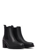 Woman Black Chunky Heels Leather Cowboy Boots | Derimod Woman Black Chunky Heels Leather Cowboy Boots | Derimod