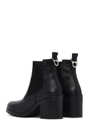Woman Black Chunky Heels Leather Cowboy Boots | Derimod Woman Black Chunky Heels Leather Cowboy Boots | Derimod