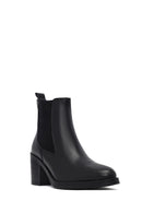 Woman Black Chunky Heels Leather Cowboy Boots | Derimod Woman Black Chunky Heels Leather Cowboy Boots | Derimod