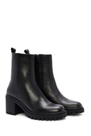 Woman Black High Heel Zipper Leather Boat | Derimod Woman Black High Heel Zipper Leather Boat | Derimod